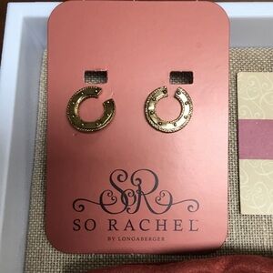 Longaberger So Rachel Gold Chain Link Earrings New in Box